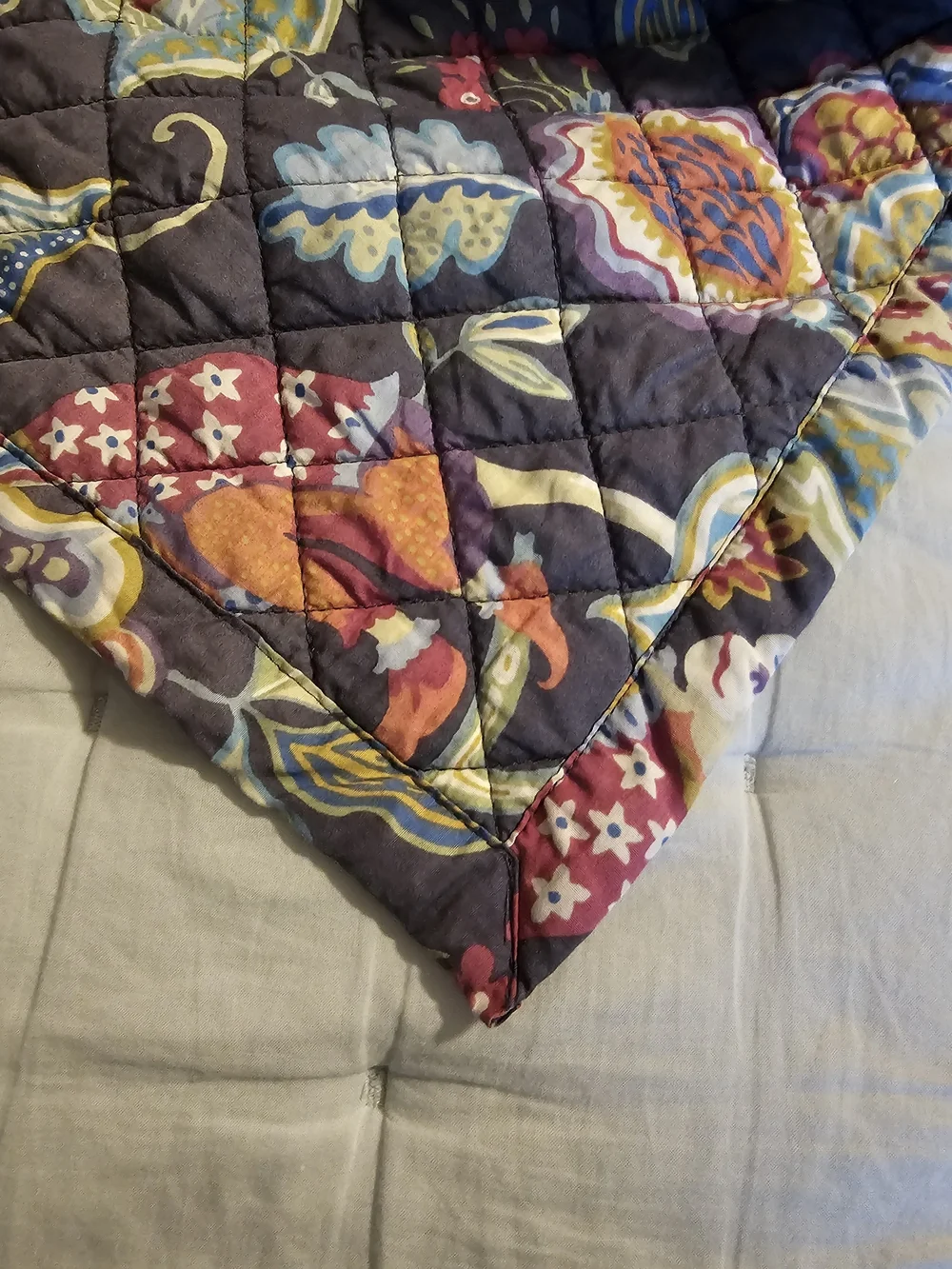 Cuddledown Quilted Bedspread in Navy and Multicolor -  King